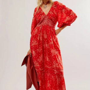 Chiffon Long Sleeve Holiday Floral Boho Dress